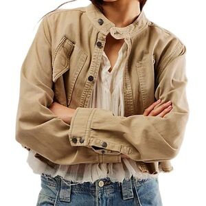 We The Free by Free People Moto Bomber Cropped Jacket